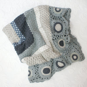 Grey & Cream Hand Crocheted Blanket